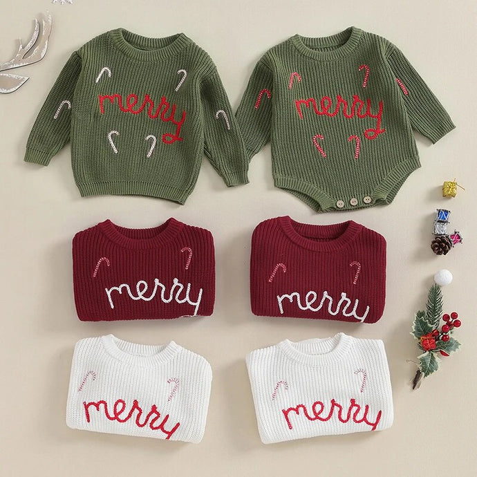 Merry Embroidered Knit Onsie